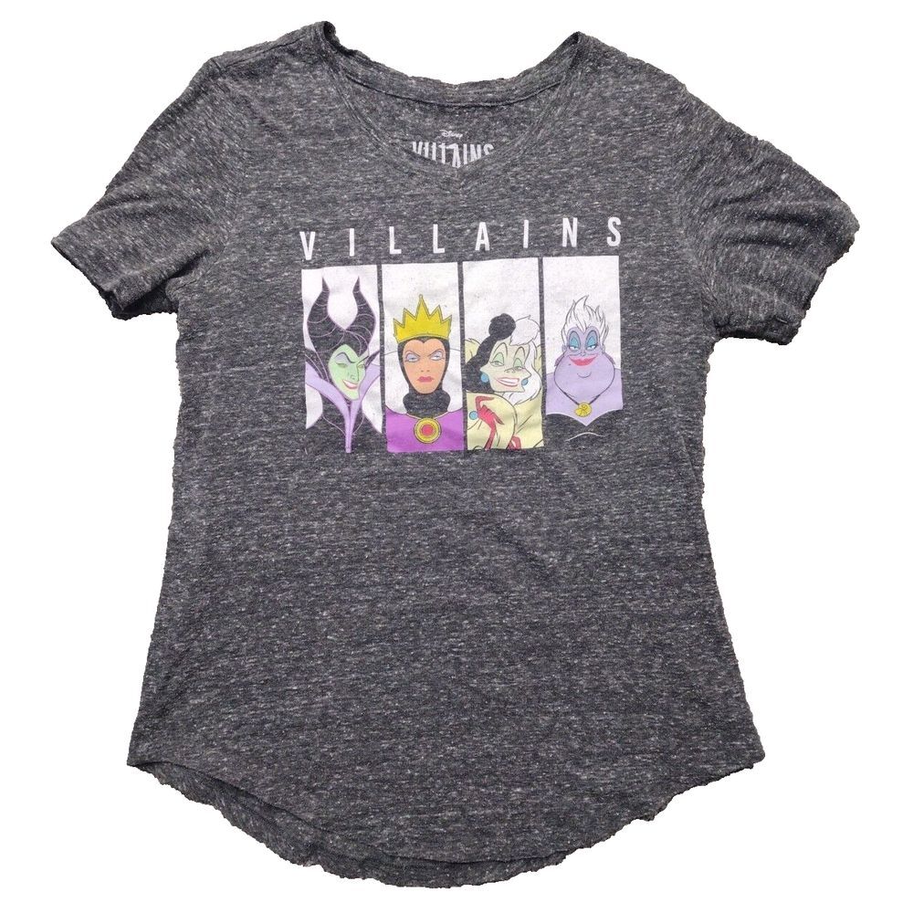 Disney Women's Size‎ XS Maleficent T-Shirt 4 Villains Costume Tee Gray Ursula